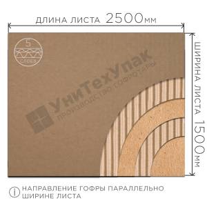 Гофрокартон 2500*1500 мм П-32